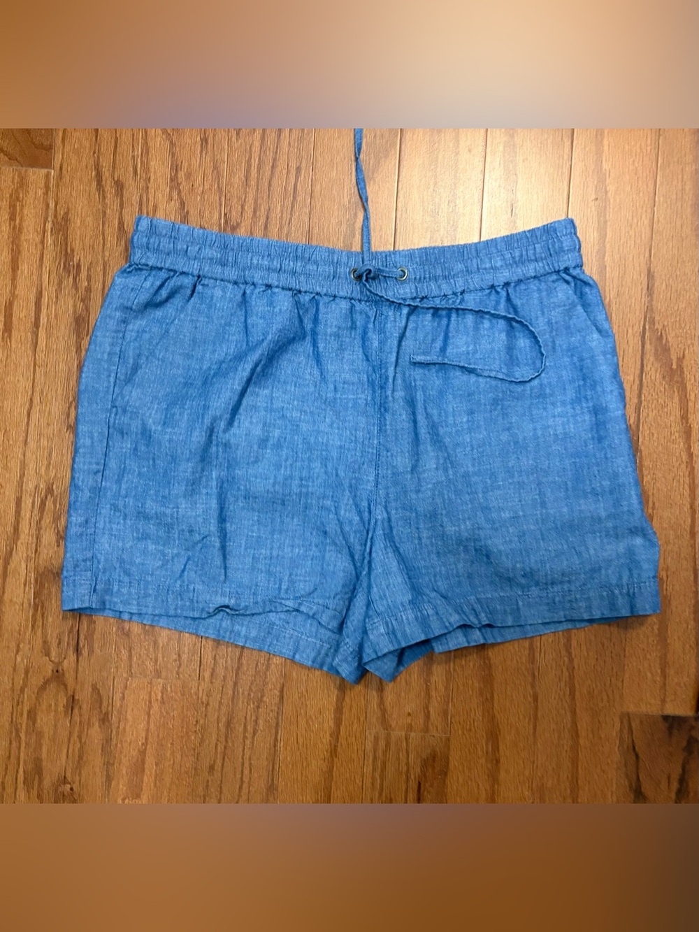J. Crew Chambray Blue High-Waist Drawstring Shorts